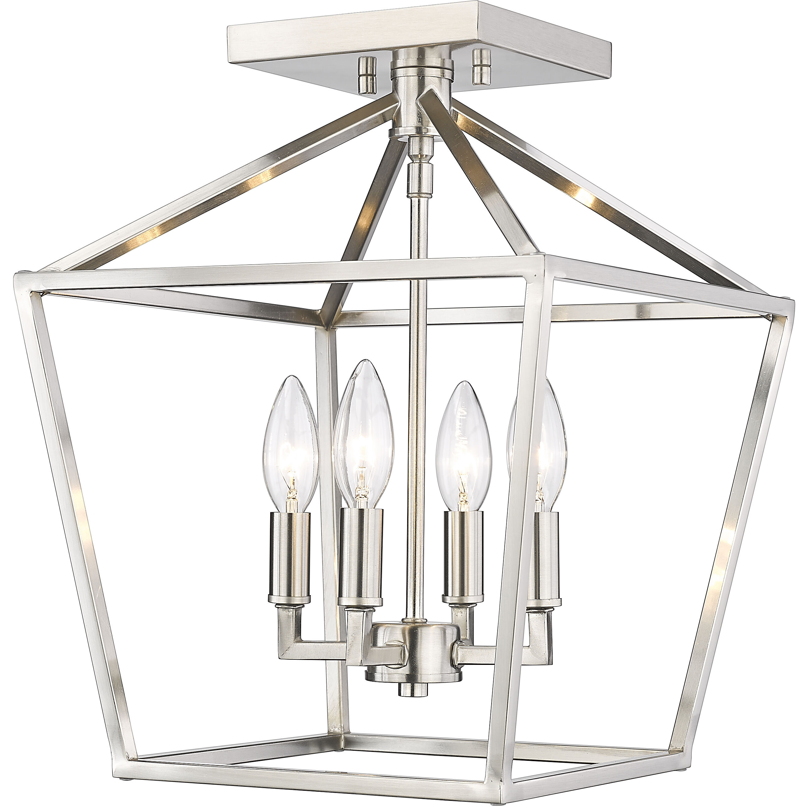 Corona 4 Light 12 inch Satin Nickel Semi-Flush Mount Ceiling Light